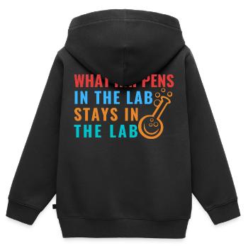 WAS IM LABOR PASSIERT, BLEIBT IM LABOR - LABTECH - Kinder Premium Organic Zip Hoodie - Schwarz - Hinten - AI Model Kid Male (0cm)