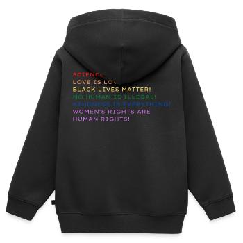 Science is real! - Kids Premium Organic Zip-up Hoodie - black - Back - AI Model Kid Male (0cm)