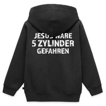 5 Zylinder Fünf Zylinder - Kinder Premium Organic Zip Hoodie - Schwarz - Hinten - AI Model Kid Male (0cm)