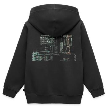 Building Art brésilien - Sweat Premium à capuche zippé enfant bio - noir - Dos - AI Model Kid Male (0cm)