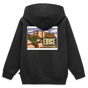 Château de Vénus Erice - Sweat Premium à capuche zippé enfant bio - noir - Dos - AI Model Kid Male (0cm)