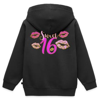 Super fille - Sweat Premium à capuche zippé enfant bio - noir - Dos - AI Model Kid Male (0cm)