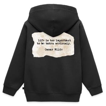 Oscar wilde quote - Kinder Premium Organic Zip Hoodie - Schwarz - Hinten - AI Model Kid Male (0cm)