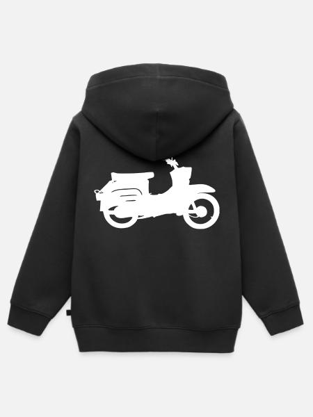 Schwalbenfahrer Simson Schwalbe Kult Roller DDR - Premium børne zip-hættetrøje økologisk - sort