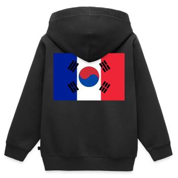 Frankreich Korea - Kinder Premium Organic Zip Hoodie - Schwarz - Hinten - AI Model Kid Male (0cm)