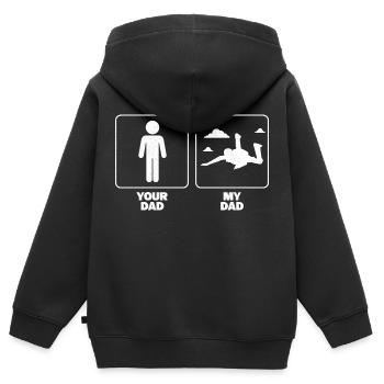Ton père Mon père Parachutiste Papa Parachuter Père - Sweat Premium à capuche zippé enfant bio - noir - Dos - AI Model Kid Male (0cm)