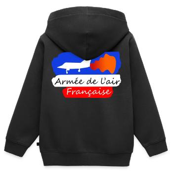 armée de l'air Française - Sweat Premium à capuche zippé enfant bio - noir - Dos - AI Model Kid Male (0cm)