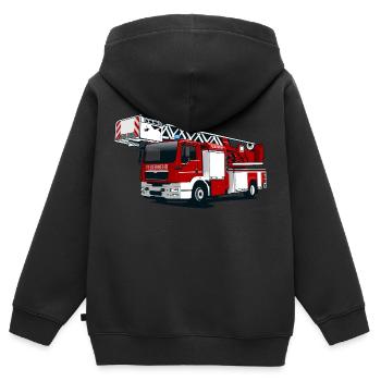 Feuerwehr Drehleiter Kindermotiv Feuerwehrauto - Kinder Premium Organic Zip Hoodie - Schwarz - Hinten - AI Model Kid Male (0cm)