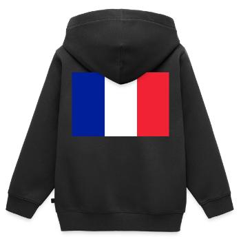 Drapeau français - Sweat Premium à capuche zippé enfant bio - noir - Dos - AI Model Kid Male (0cm)