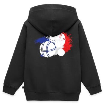 Pétanque - Kinder Premium Organic Zip Hoodie - Schwarz - Hinten - AI Model Kid Male (0cm)