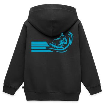 Surfen Surfing Wellenreiten - Kinder Premium Organic Zip Hoodie - Schwarz - Hinten - AI Model Kid Male (0cm)