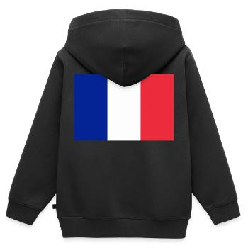 Drapeau français / French flag - Sweat Premium à capuche zippé enfant bio - noir - Dos - AI Model Kid Male (0cm)