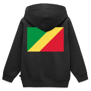 Drapeau Congo / Congo flag - Sweat Premium à capuche zippé enfant bio - noir - Dos - AI Model Kid Male (0cm)