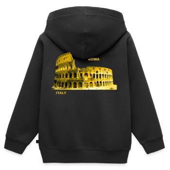 Italie Rome Italie Colisée Capitale - Sweat Premium à capuche zippé enfant bio - noir - Dos - AI Model Kid Male (0cm)