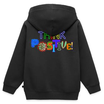 Think positive! - Kids Premium Organic Zip-up Hoodie - black - Back - AI Model Kid Male (0cm)