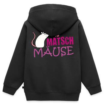 Muddy run shirt mud Matsch Lauf Maus Team obstacle - Kinder Premium Organic Zip Hoodie - Schwarz - Hinten - AI Model Kid Male (0cm)