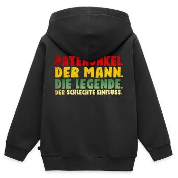 Patenonkel der schlechte Einfluss. - Kinder Premium Organic Zip Hoodie - Schwarz - Hinten - AI Model Kid Male (0cm)