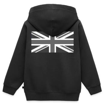 Union Jack - Kids Premium Organic Zip-up Hoodie - black - Back - AI Model Kid Male (0cm)