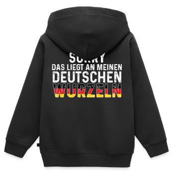 Deutsche Wurzeln Deutscher Deutschland - Kinder Premium Organic Zip Hoodie - Schwarz - Hinten - AI Model Kid Male (0cm)