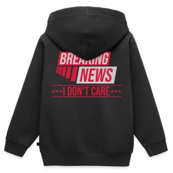 Breaking news don't care - Kinder Premium Organic Zip Hoodie - Schwarz - Hinten - AI Model Kid Male (0cm)