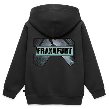 frankfurt,skyline,häuser,hochhäuser,ffm - Kinder Premium Organic Zip Hoodie - Schwarz - Hinten - AI Model Kid Male (0cm)