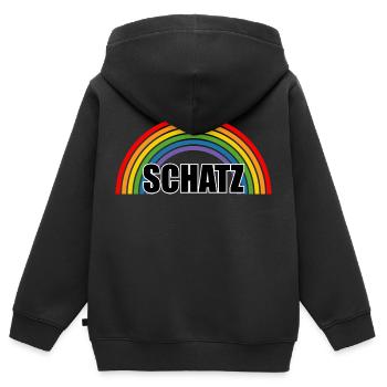 Regenbogen Schatz - Kinder Premium Organic Zip Hoodie - Schwarz - Hinten - AI Model Kid Male (0cm)