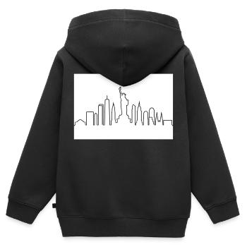 Skyline von NY - Kinder Premium Organic Zip Hoodie - Schwarz - Hinten - AI Model Kid Male (0cm)
