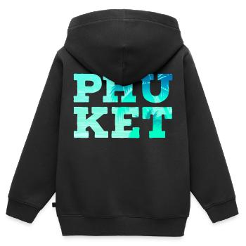 Phuket - Kinder Premium Organic Zip Hoodie - Schwarz - Hinten - AI Model Kid Male (0cm)