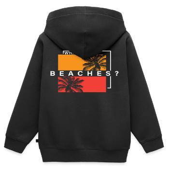 Quoi de neuf Plages? - Sweat Premium à capuche zippé enfant bio - noir - Dos - AI Model Kid Male (0cm)