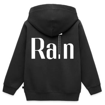 Regen Regen originelles Design - Kinder Premium Organic Zip Hoodie - Schwarz - Hinten - AI Model Kid Male (0cm)