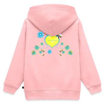 Biene - Kinder Premium Organic Zip Hoodie - Rosa - Hinten - AI Model Kid Female (0cm)