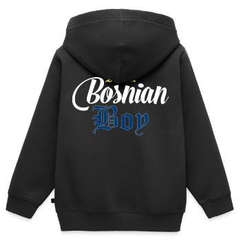 Bosnien Bosnier Junge Spruch Geschenk - Kinder Premium Organic Zip Hoodie - Schwarz - Hinten - AI Model Kid Male (0cm)