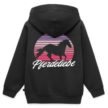 Pferd Pferdeliebe - Kinder Premium Organic Zip Hoodie - Schwarz - Hinten - AI Model Kid Male (0cm)