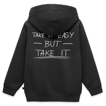 Take it easy but take it - Kids Premium Organic Zip-up Hoodie - black - Back - AI Model Kid Male (0cm)