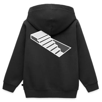 Ladder Illusion - Kinder Premium Organic Zip Hoodie - Schwarz - Hinten - AI Model Kid Male (0cm)