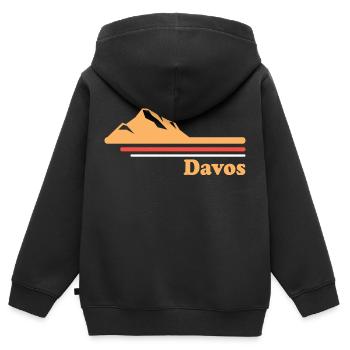 Davos Stadt Schweiz - Kinder Premium Organic Zip Hoodie - Schwarz - Hinten - AI Model Kid Male (0cm)