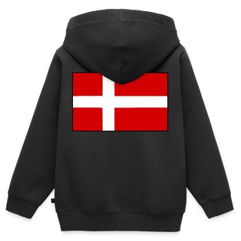 Dänemark - Kinder Premium Organic Zip Hoodie - Schwarz - Hinten - AI Model Kid Male (0cm)