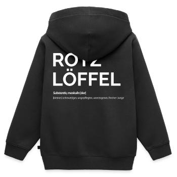 Rotz löf fel - Kinder Premium Organic Zip Hoodie - Schwarz - Hinten - AI Model Kid Male (0cm)