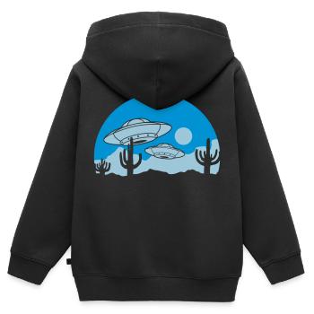 Wüsten UFOs Mystery Szene - Kinder Premium Organic Zip Hoodie - Schwarz - Hinten - AI Model Kid Male (0cm)