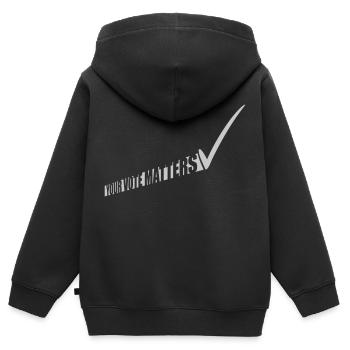 votre vote compte citation - Sweat Premium à capuche zippé enfant bio - noir - Dos - AI Model Kid Male (0cm)