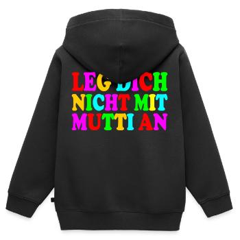 Leg dich nicht mit mutti an - Kinder Premium Organic Zip Hoodie - Schwarz - Hinten - AI Model Kid Male (0cm)
