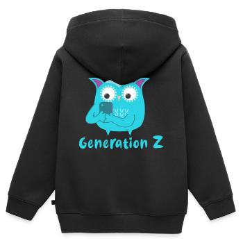 generation z,eule,smartfone,handy,immer am handy - Kinder Premium Organic Zip Hoodie - Schwarz - Hinten - AI Model Kid Male (0cm)