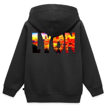 Lyon Ville - Sweat Premium à capuche zippé enfant bio - noir - Dos - AI Model Kid Male (0cm)