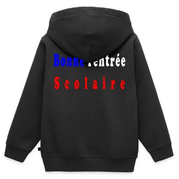 Bonne rentrée scolaire - Sweat Premium à capuche zippé enfant bio - noir - Dos - AI Model Kid Male (0cm)