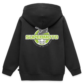 SUPER MOTO Monkey Helm - Kinder Premium Organic Zip Hoodie - Schwarz - Hinten - AI Model Kid Male (0cm)
