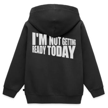 ne pas se préparer aujourd’hui - Sweat Premium à capuche zippé enfant bio - noir - Dos - AI Model Kid Male (0cm)