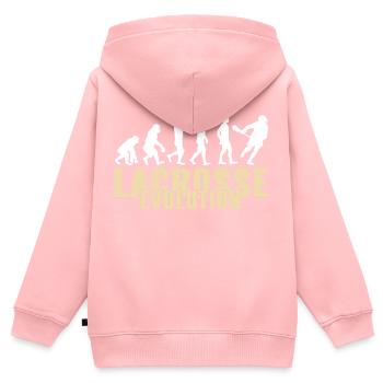 Evolution Of Lacrosse Awesome Cool T-Shirt Present - Kinder Premium Organic Zip Hoodie - Rosa - Hinten - AI Model Kid Female (0cm)