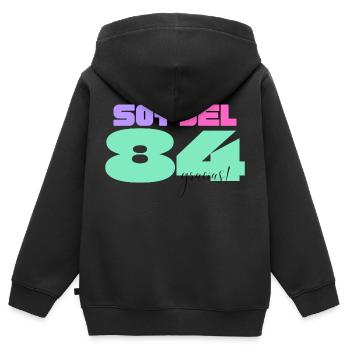 Ich komme aus '84 - Kinder Premium Organic Zip Hoodie - Schwarz - Hinten - AI Model Kid Male (0cm)