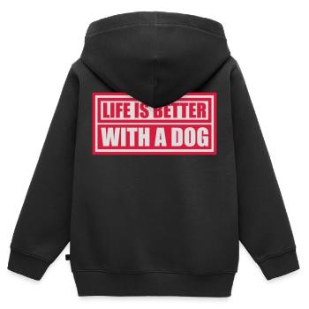 better with a dog - Kids Premium Organic Zip-up Hoodie - black - Back - AI Model Kid Male (0cm)
