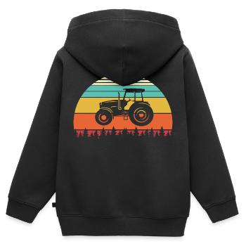 Tractor Gift Vintage Farmer Farmer - Kids Premium Organic Zip-up Hoodie - black - Back - AI Model Kid Male (0cm)